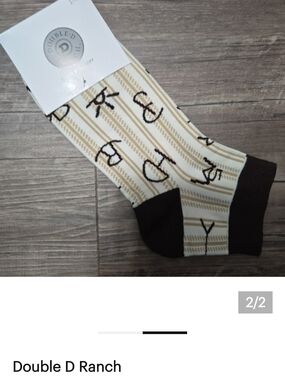 Double D Ranch Cream and Brown Western Motif Ankle Socks